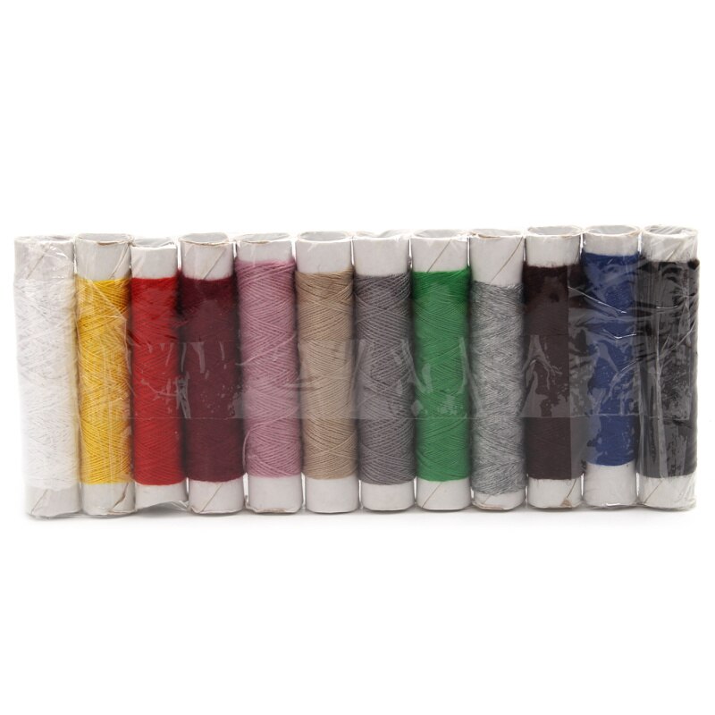 24 carretes/2 juegos 12 colores poliéster duradero hilo de coser máquinas de mano manualidades de costura ropa confección de ropa uso