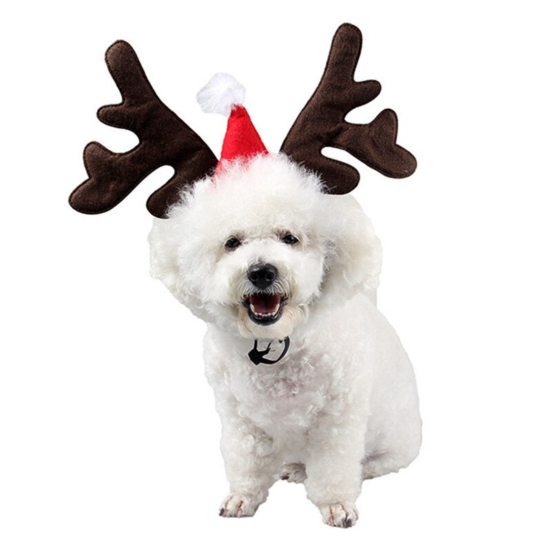 Jul kjæledyr pannebånd hjort horn hatt kostyme hund valp katt cosplay fest produkt hodeplagg caps hatt til hund katter
