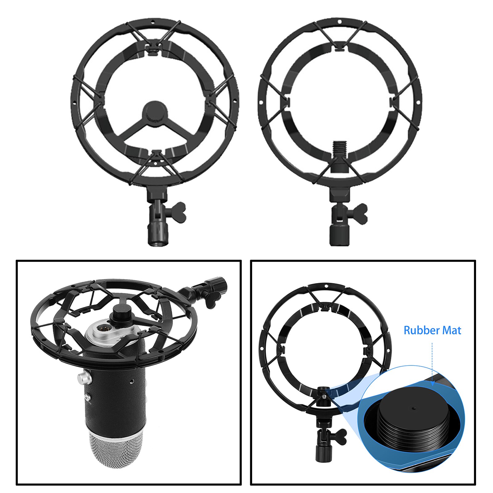 Studio trasmissione registrazione Mic Shock Mount staffa per microfono leggera con manopola di bloccaggio per Yeti blu