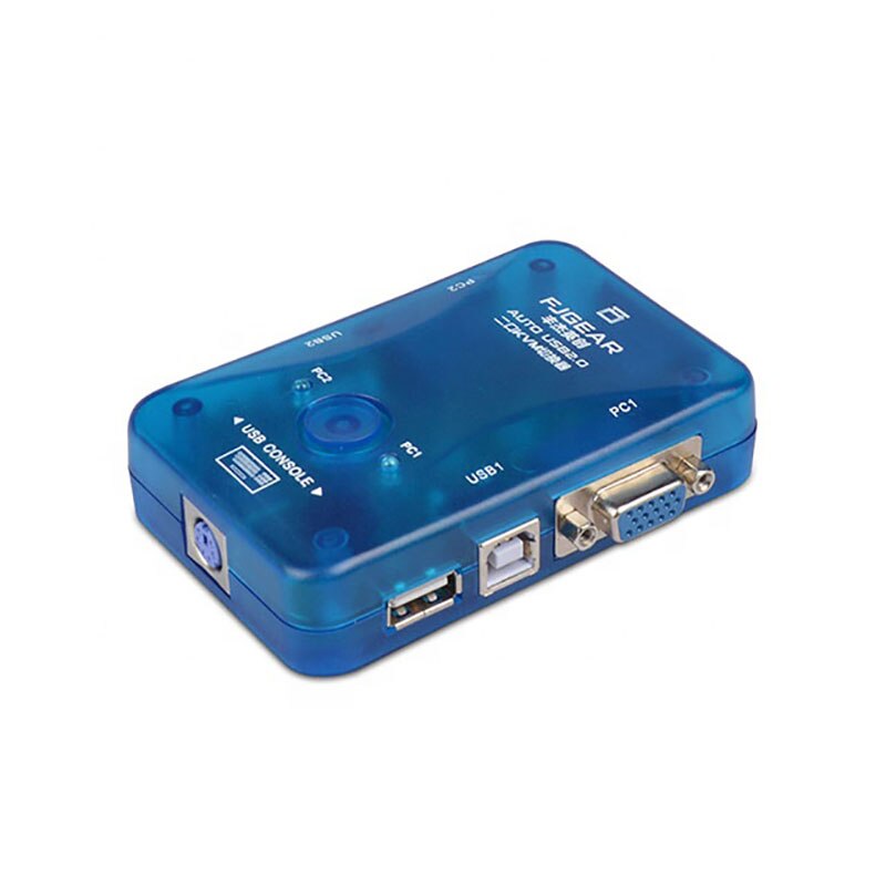 Selector de interruptor automático KVM, 2 puertos USB, dos en uno, interruptor de clave de acceso Vga, 2 puertos, compartir un juego de ratón y teclado, FJ-102UK de visualización