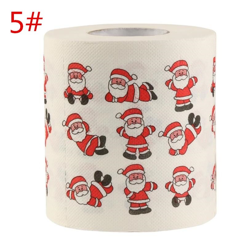 Rollo de papel higiénico para decoración del hogar, suministros festivos de Papá Noel, Reno, navidad, de Año ,: 5