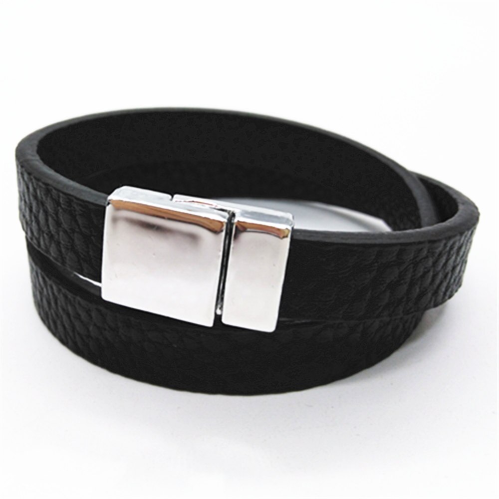 Multilayer Punk Black Wristband Retro Handmade Vintage Leather Men Leather Bracelets Cuff Bangle male Jewelry