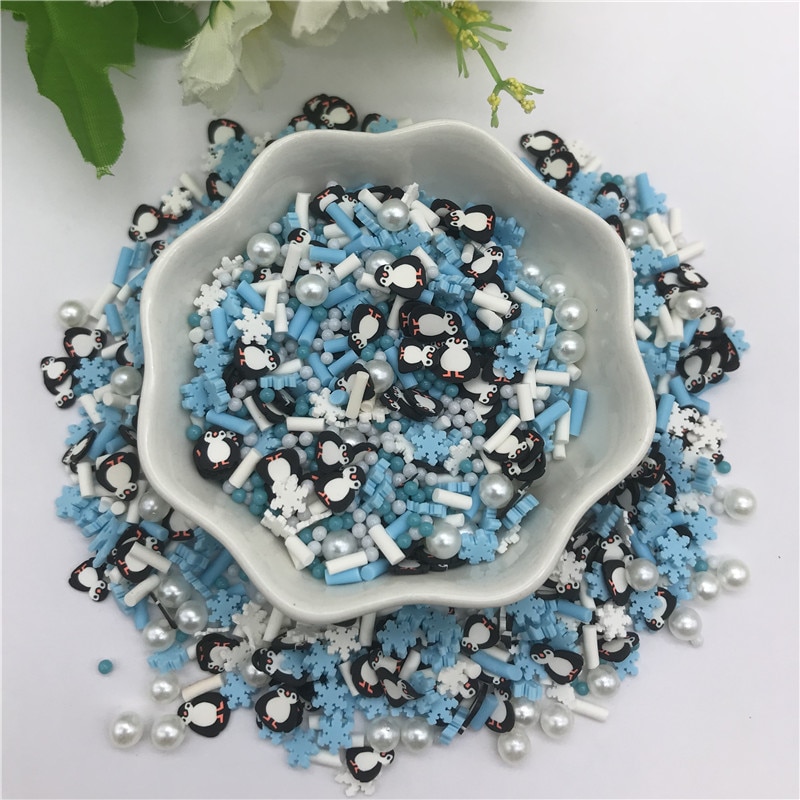 20g kerst pinguïn sneeuwvlokken mix voor hars diy benodigdheden nagels kunst polymeer zachte klei accessoires diy pailletten plakboek shakes