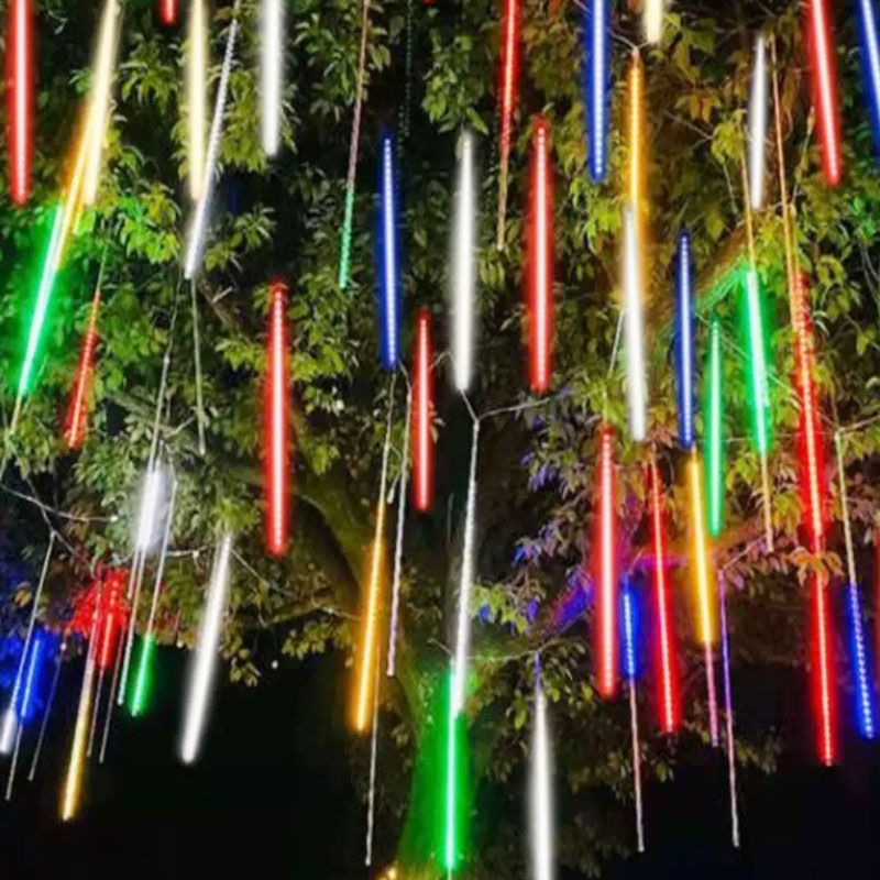 Guirlande lumineuse Led, décoration extérieure de noël pour arbre de jardin, 8 tubes 30/50cm, pluie de météores solaire, lumière féerique de