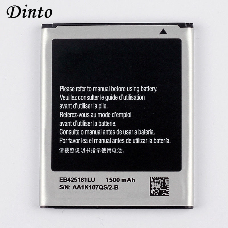 Dinto 1pc 1500mAh EB425161LU Telefoon Batterij voor Samsung GT-S7562L S7560 S7566 S7568 S7572 S7580 S7582 i8160 i8190 i739 t59