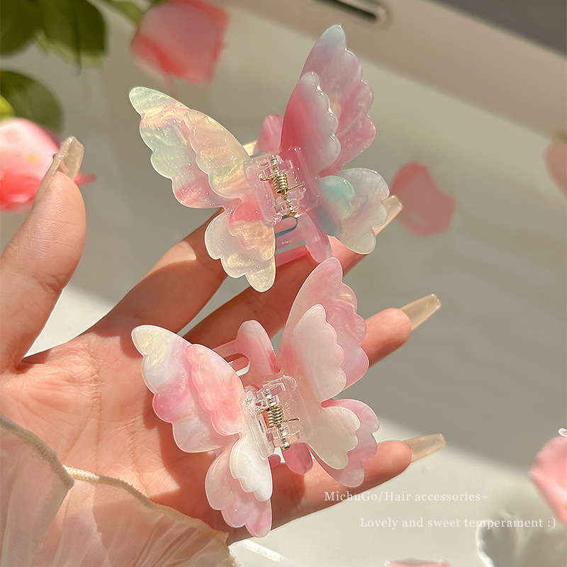 Pince à cheveux papillon changeante de couleur douce, pince à cheveux crabe féerique d'été pour femmes et filles, pince requin, épingle à cheveux, couvre-chef, accessoires pour cheveux