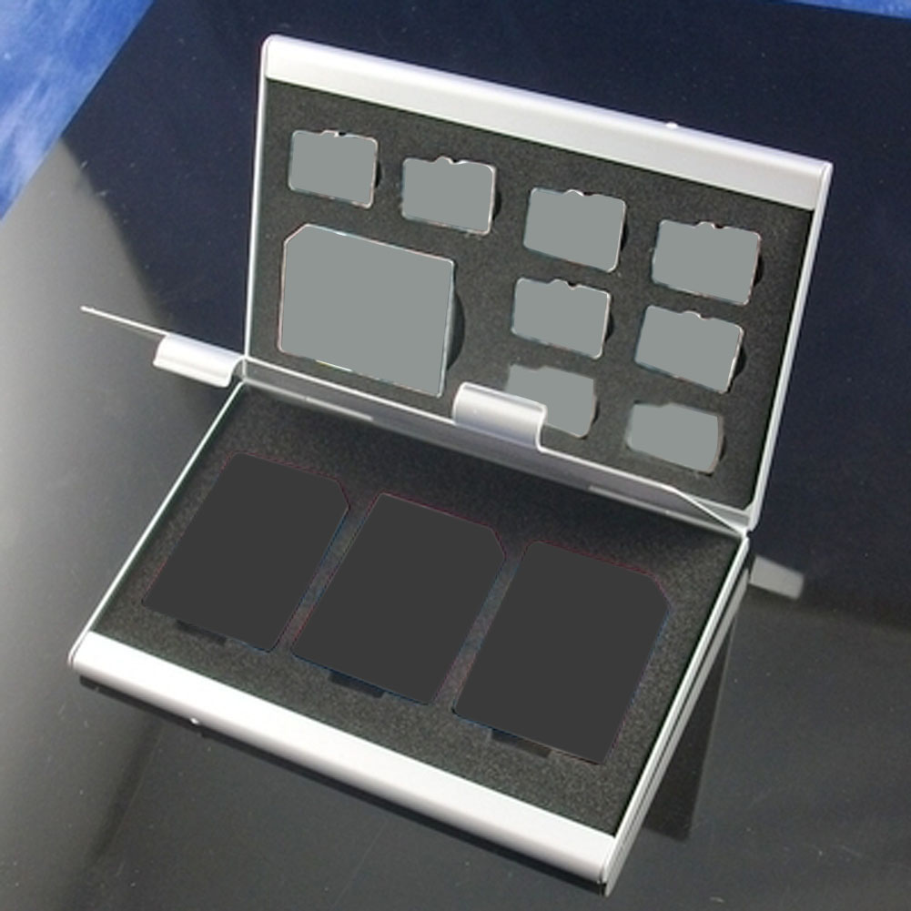 Porte-carte mémoire 6/12/15/16 en 1, mallette de rangement Portable, boîte en aluminium argenté, accessoires pour cartes mémoire SD TF