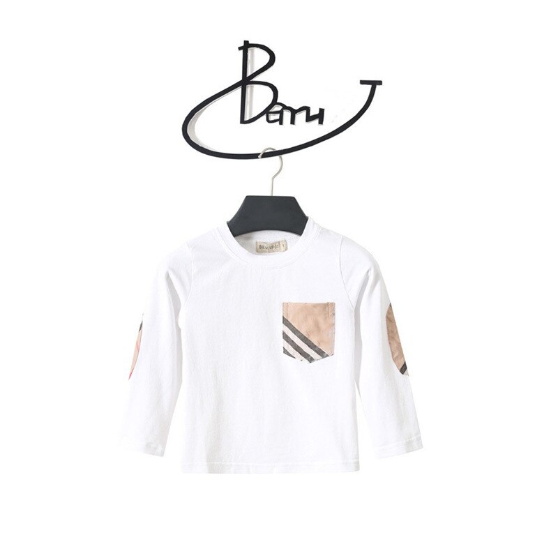 Børn t-shirts drenge stribet lomme lange ærmer toppe piger efterår vinter bomuld sweatshirt 1-5 år børn t shirts tøj