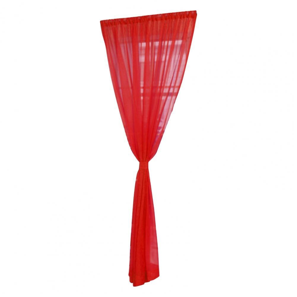 Sheer Curtain Eye-catching Window Drape Smooth Surface Washable Useful Practical Material Tulle Curtain: Red