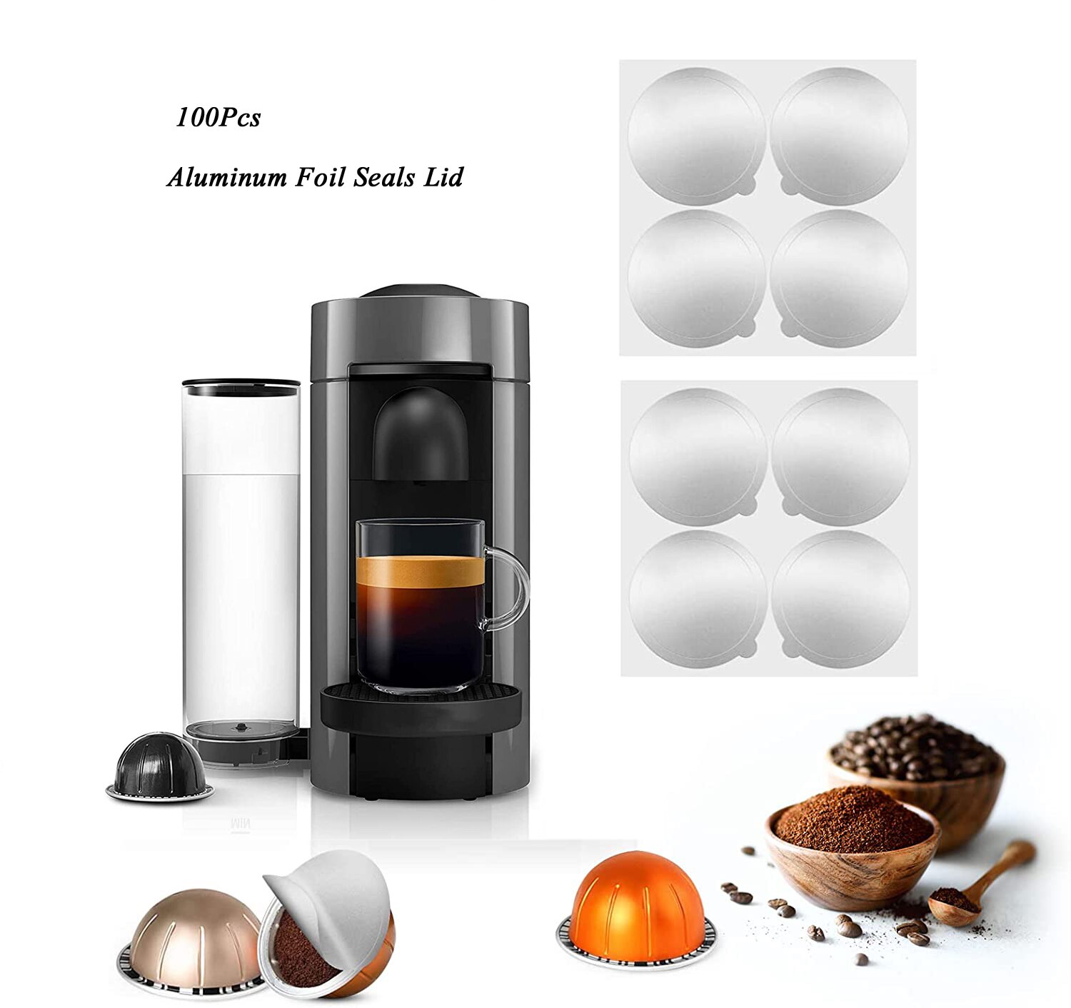 62mm påfyllningsbara nespresso vertuo kapslar klistermärke engångs nespresso vertuoline skida självhäftande folieförsegling aluminiumfilm lock