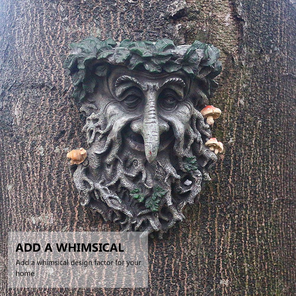 Tree Face Bird Feeder Outdoor Old Man Wild Bird Feeder Whimsical Tree Sculpture Outdoor Garden Pastoral Bird Feeder