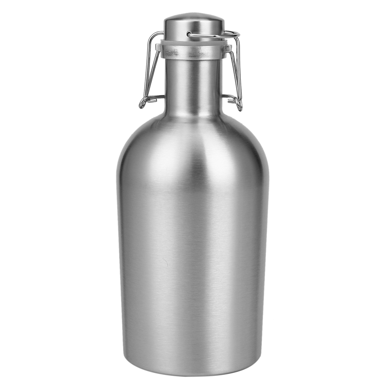 2L Stainless Steel Homebrew Beer Growler Secure Swing Top Lid Big Capacity Beer Bottles For Outdoor