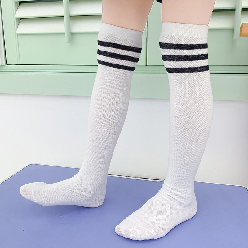 1-9 Jaar Kids Jongens Peuters Meisjes Sokken Knie Hoge Lange Zachte Katoenen Baby Sokken Ontdaan Kinderen Sokken School kleding: white