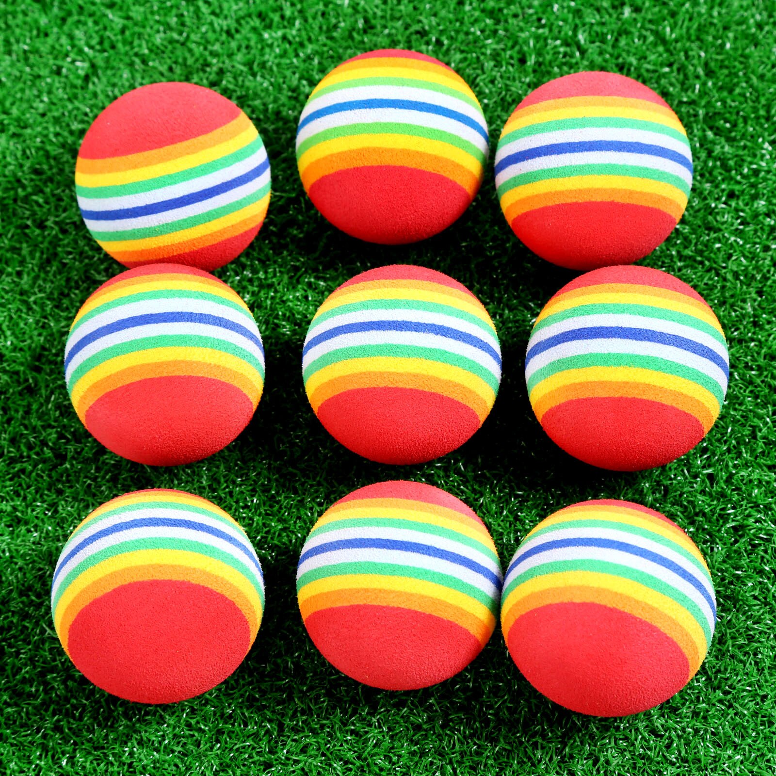 20Pcs 38mm Soft Golf Swing Practice Foam Balls Sponge Practice Rainbow Balls Cute Small Pet EVA Toys Indoor Golf Training Balls