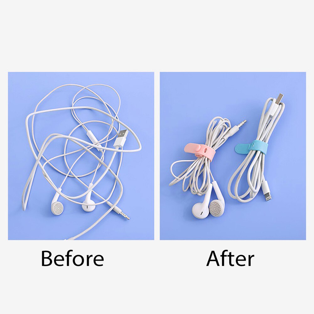 4Pcs Silicone Cable Winder Earphone Cable Desktop Data Line Wire Cord Organizer Wire Winder Cable Organizer Holder Cable Winder