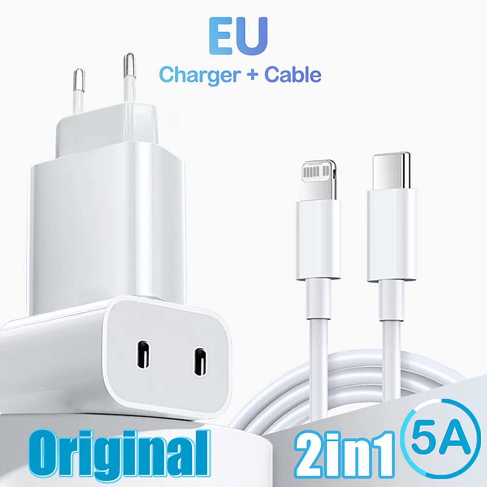 Dual PD 20W USB C Charger USB Type C Fast Charging Mobile Phone Charger Adapter for iPhone16 15 14 Pro Max Xiaomi Wall Charger: EU