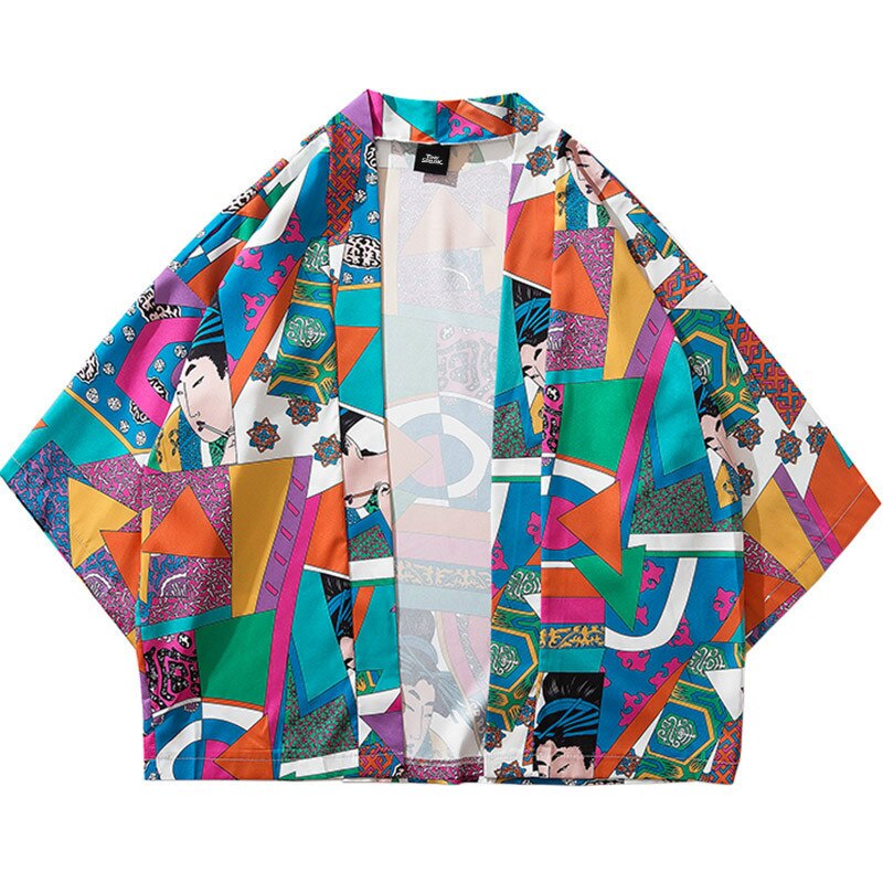 Japanese Ukiyoe Kimono Jackets Mens Harajuku Streetwear Jacket Coat ...