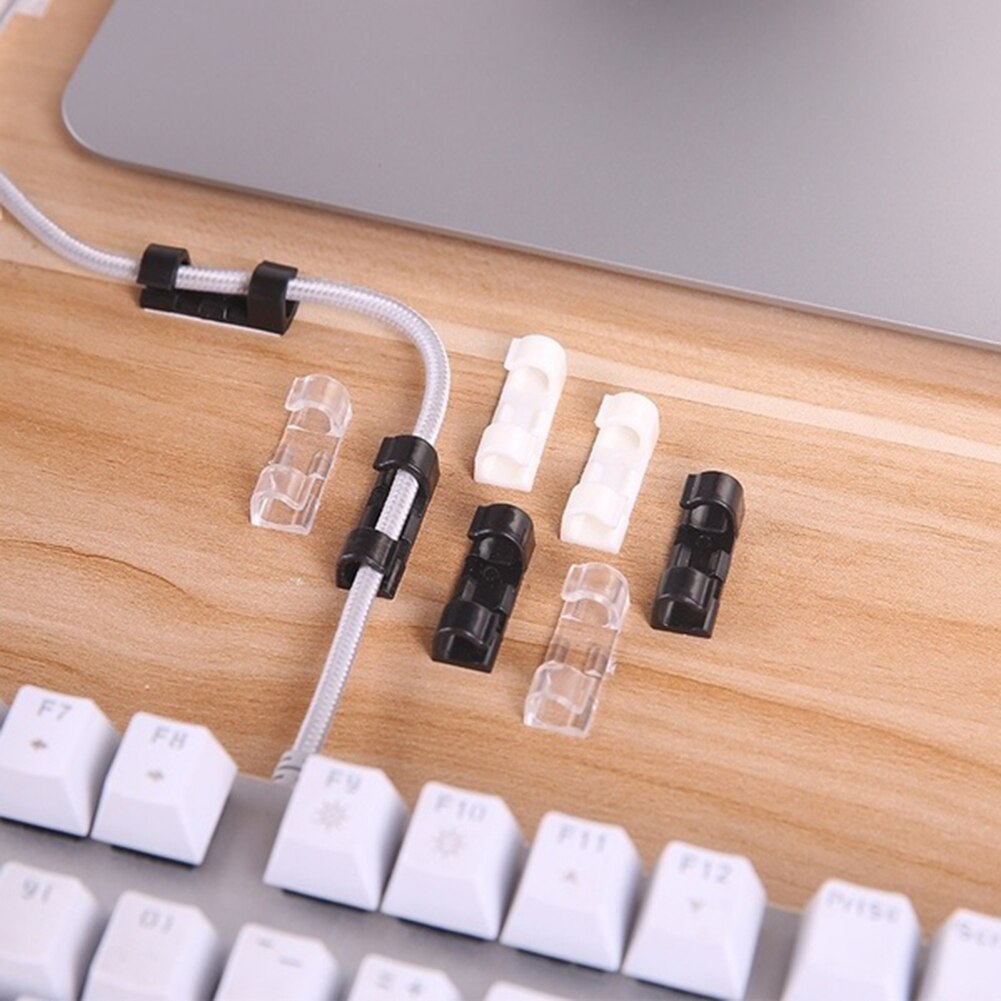 20pcs Self-Adhesive Cable Clips Cable Organizer Clips Cord Management Wire Holder Power Cords Charging Lines USB Cable Winder