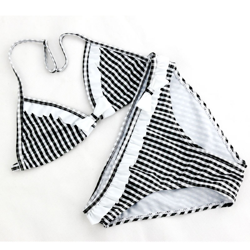 Cute Plaid Swimsuit Summer Children Split Two-piece Swimsuit Girls Bikini Girls Beautiful Bikini Children&#39;s Swimwear: C / 12