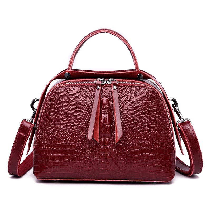 2021 de comércio exterior bolsa feminina marca luxo crocodilo padrão bolsa moda europeia e americana versátil um ombro: Red.