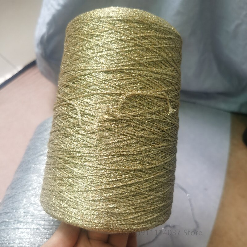 Hilo de ganchillo para tejer a mano, hilo fino hueco, oro, plata, seda brillante, metalizado, hilo aguja, artesanal, bolsa de oso hecho a mano, 500g: Gold 500g