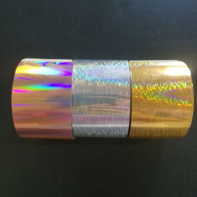 120m/ rull holo overføringsfolie neglekunst holografiske klistremerker 3 farger tilgjengelig for negler folie gjør det selv skjønnhet nail wraps 1 rull