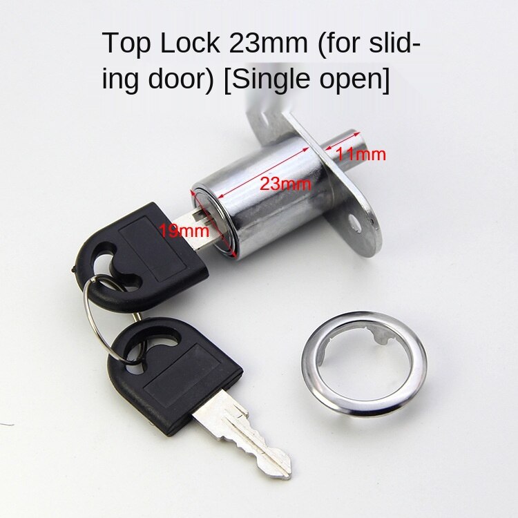 Drawer Push Lock Sliding Door Showcase Cupboard Cabinet Locks Window Security Chain Furniture Hardware With 2 Keys: 23MM