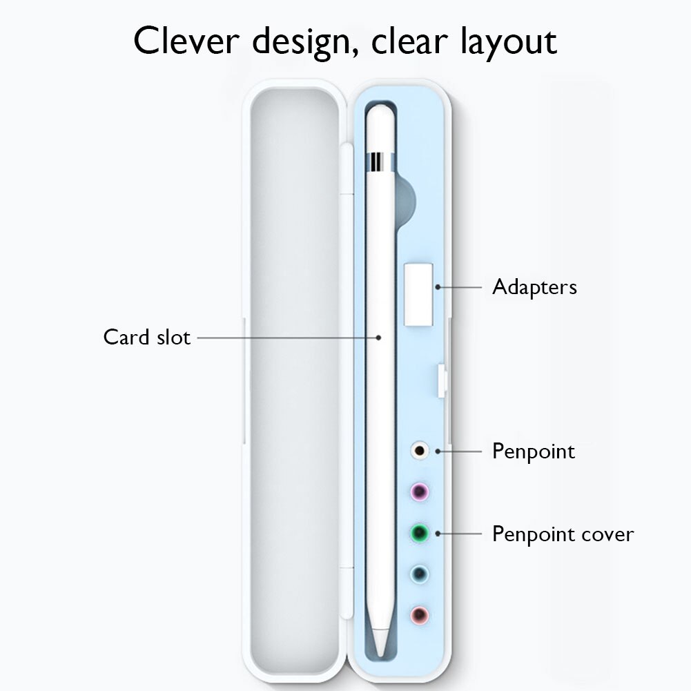 Pencil Storage Box for Apple Pencil Pen Nib Holder for Apple Accessories Portable ABS Silicone Carrying Case