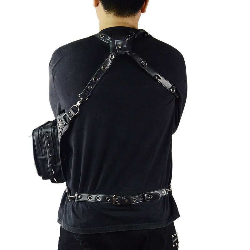 Gothic Black Spider Taille Tas Retro Rock Beenzak Steampunk Crossbody Lederen Telefoon Case Houder Punk Fanny Pack