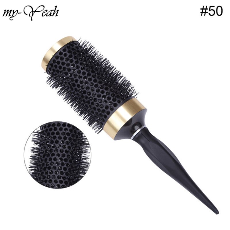 Cepillo de pelo de hierro de nailon, 8 tamaños, peine de barril redondo antiestático resistente a altas temperaturas, herramienta de secado y rizado para el hogar DIY: 26.20 x 5.30cm