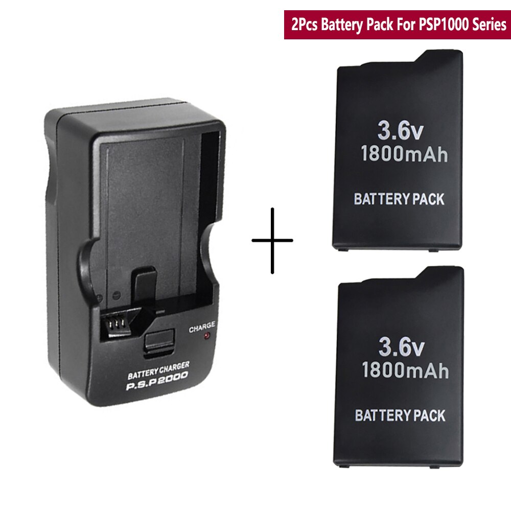 2Pcs 3.6V 1800mAH Rechargeable Battery pack+Charger US/EU Plug For Sony PSP1000 Wireless Console Gamepad