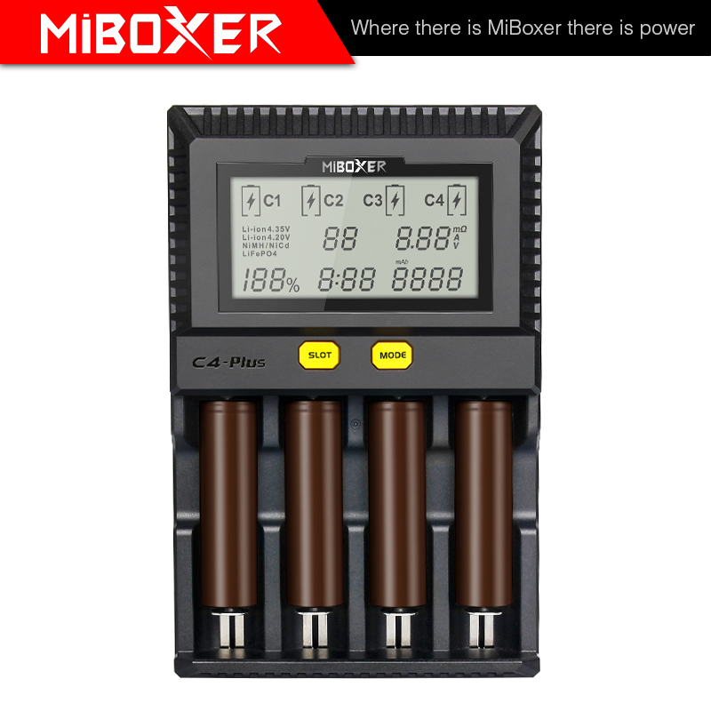 MiBoxer C4-Plus Batterij Oplader Dubbele AA Max 2.5A/Slot Super Snelle 18650 Charger