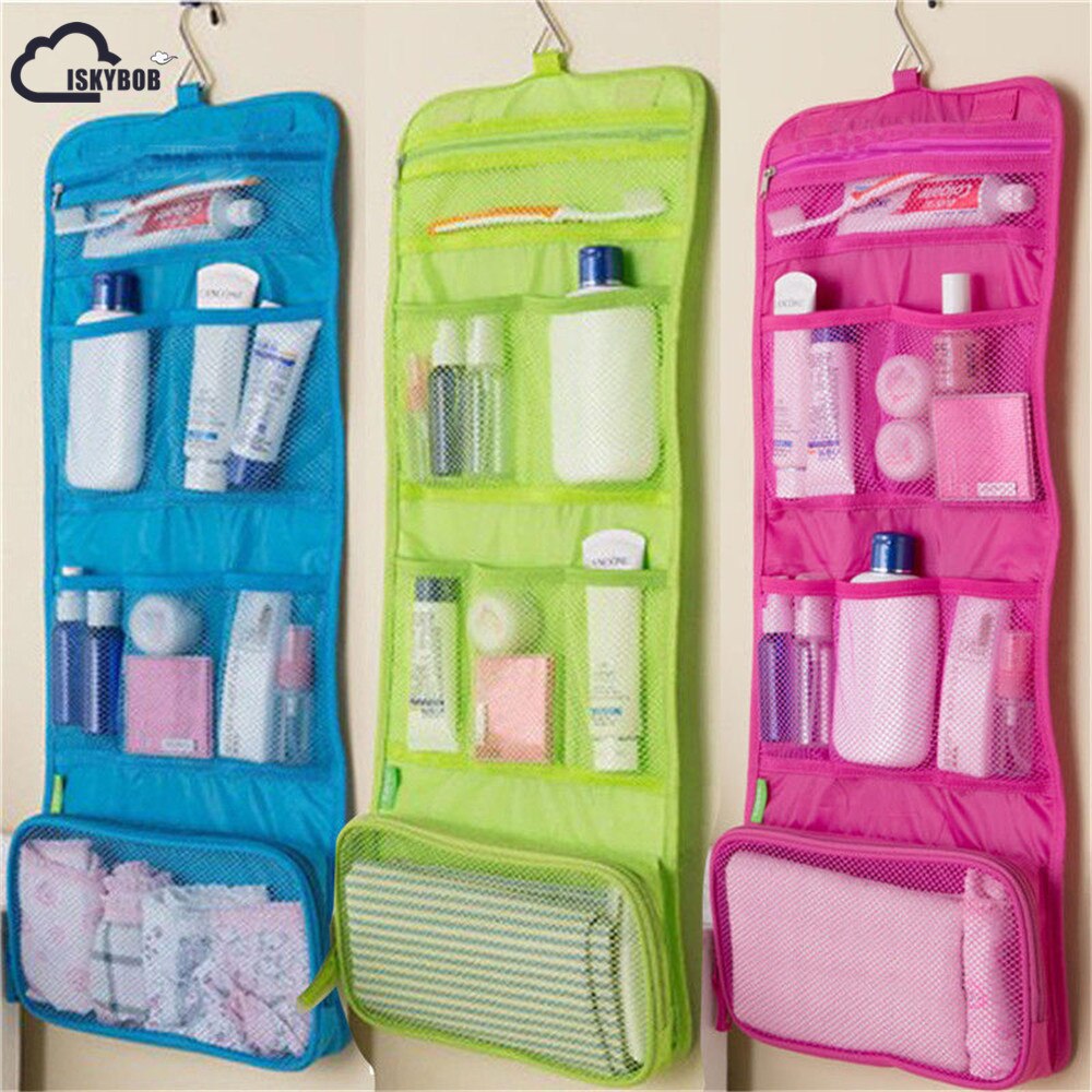 ISKYBOB Travel Toiletry Bag Polyester Organizer Cosmetic Case Makeup Beauty Bag Hanging