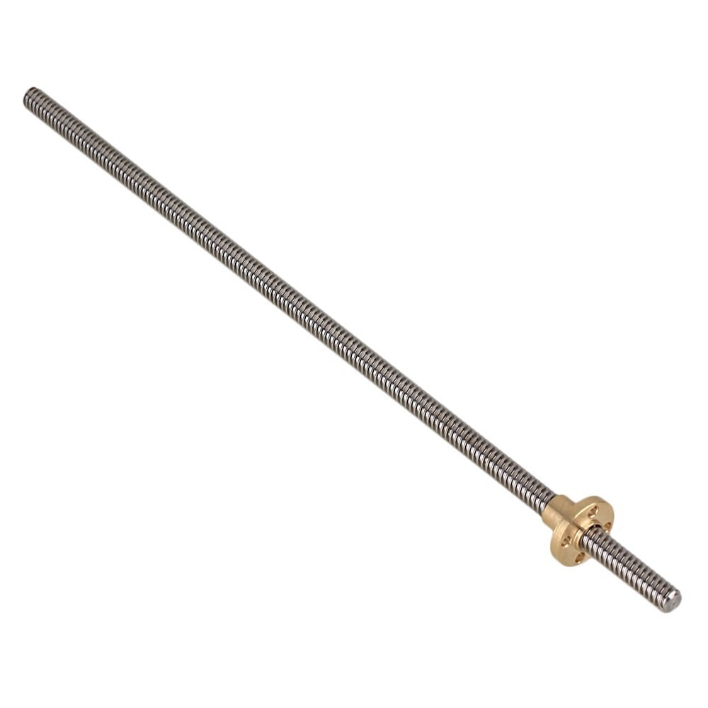 T8 Lead Screw OD 8mm Pitch 2mm Lead 4mm Length 200 300 350 400 450 500mm Threaded Rods with Brass Nut for 3D Printer Z Axis 2Pcs