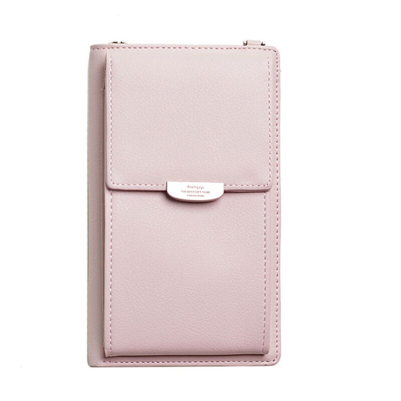 Women Casual Wallet Brand Cell Phone Wallet Big Card Holders Wallet Handbag Purse Clutch Messenger Shoulder Straps Bag: Style 2 Pink