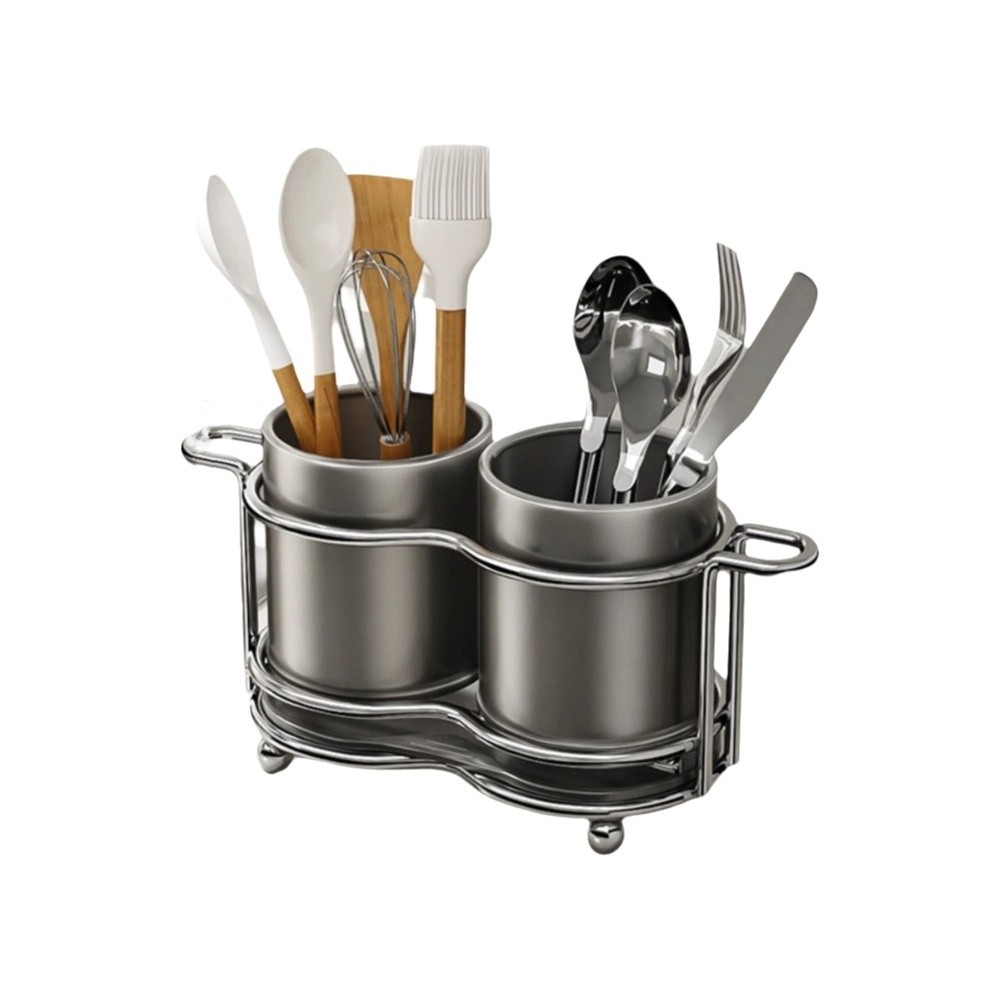 Soporte multifuncional para utensilios de cocina, estante de almacenamiento de cubiertos a prueba de herrumbre de gran capacidad, soporte escurridor ahorrador de espacio para restaurante: Amarillo claro