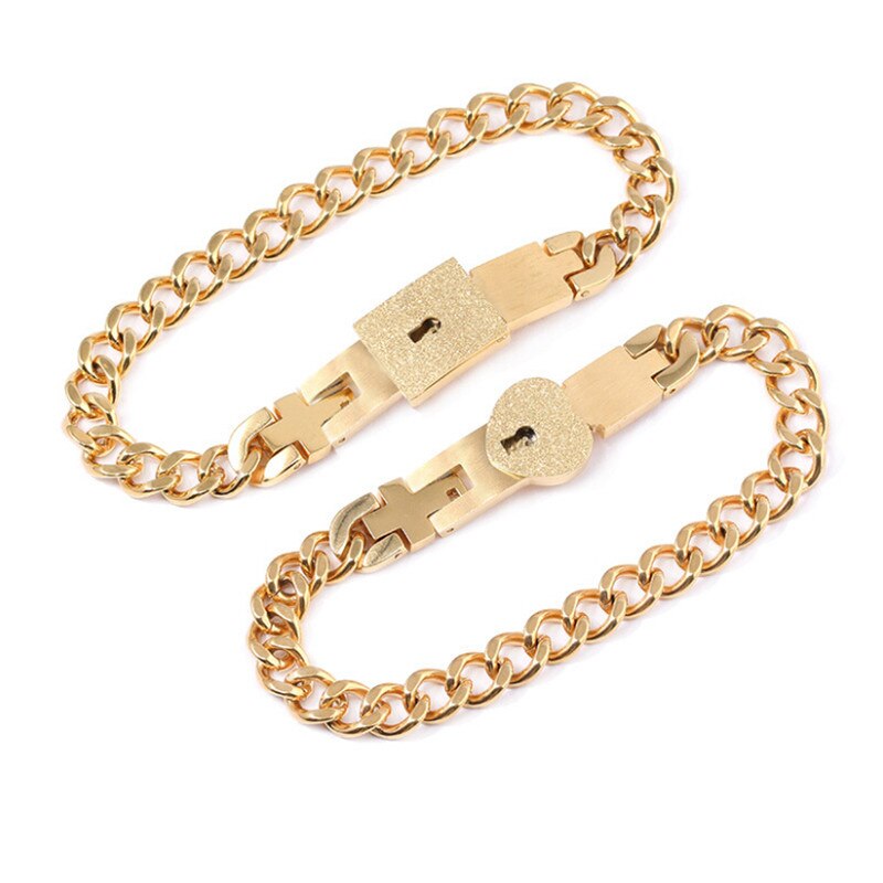 UNA Coppia di Amanti Dei Monili Del Cuore di Amore Del Braccialetto di Blocco In Acciaio Inox Bracciali Braccialetti Chiave Del Pendente Della Collana di trasporto Dei Monili Dropshipping: L