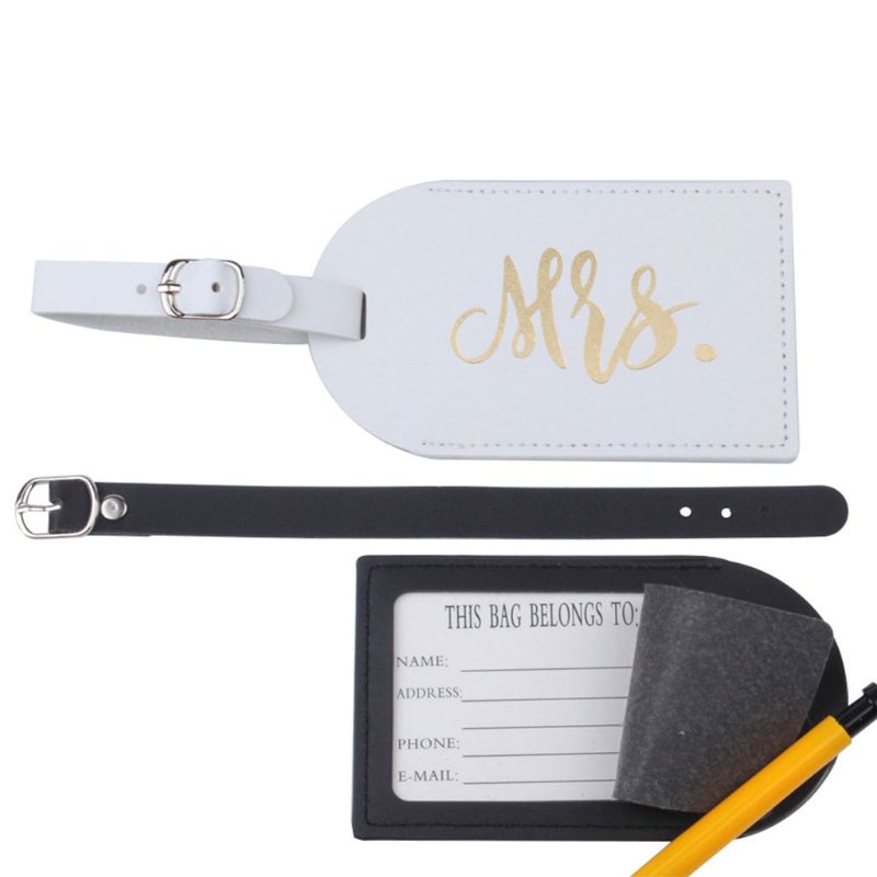 2 stk / sæt hr. fru læderpasholder med bagagemærker rejse-id kreditkortbeskytter til kvindelige par 7 x 12cm