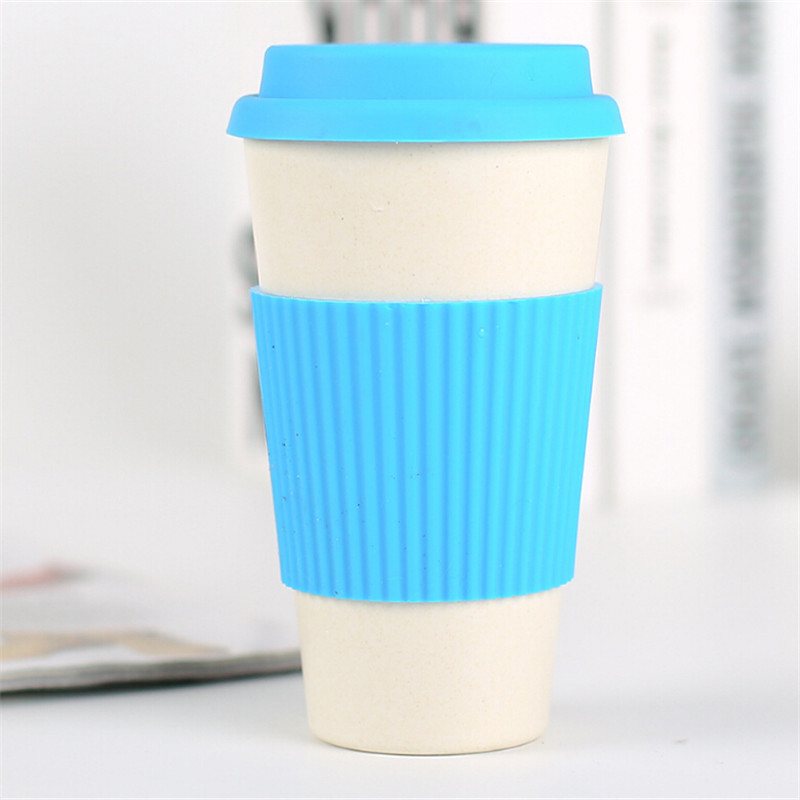 12OZ Eco-friendly Bamboo Fiber coffee Cup mugs coffee tumbler water bottle with cup cover