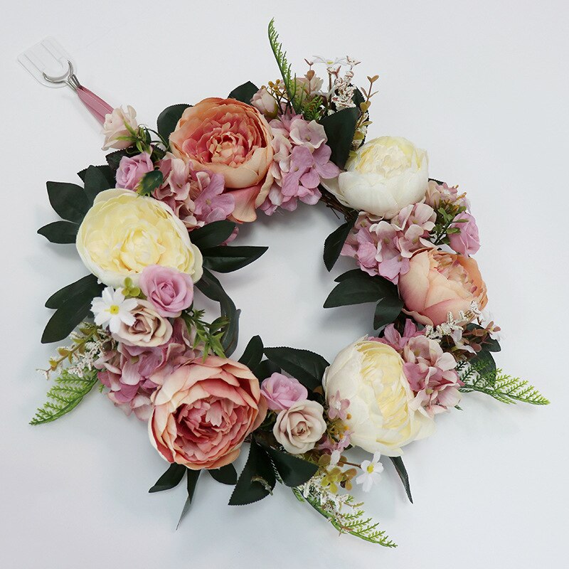 Pæoner kranse dør kunstig pæon blomst krans udendørs indendørs hjem indretning blomster bryllup silke kunstig daisy blomst