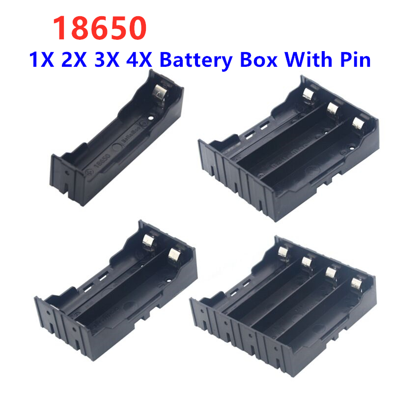 Abs 18650 zwarte powerbank behuizingen 1x 2x 3x 4x 18650 doe-het-zelf batterijbox 1 2 3 4 batterijhouder met harde pin