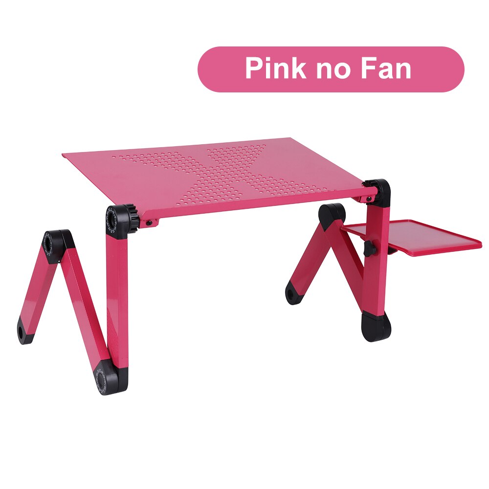 Draagbare Laptop Tafel Voor Bed Verstelbare Computer Tafel Ergonomische Lap Notebook Stand Lapdesk Trayy Lade Met Muismat: Pink no Fan