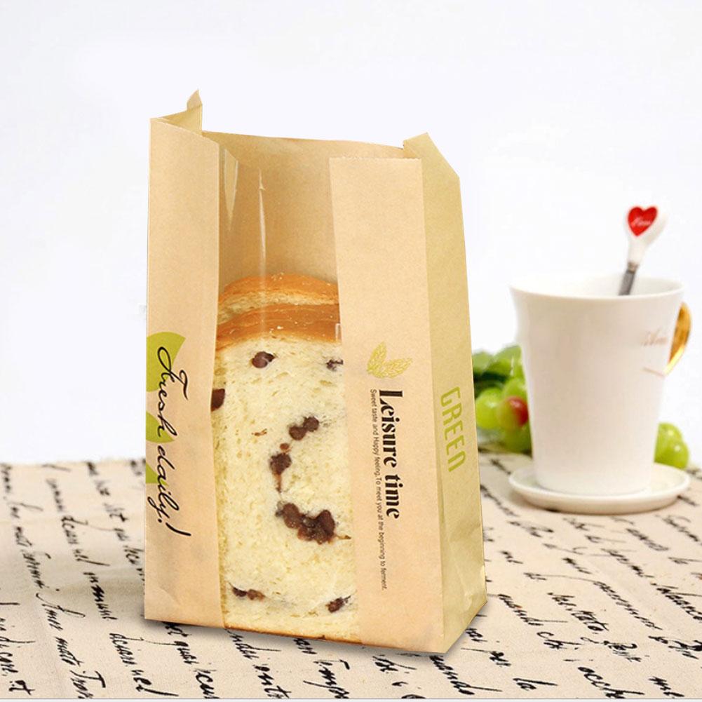 50 broodzakken kraftpapier voedselverpakkingen opslag bakkerij toastzak met voorvenster bakverpakking versnipperd papier broodzak