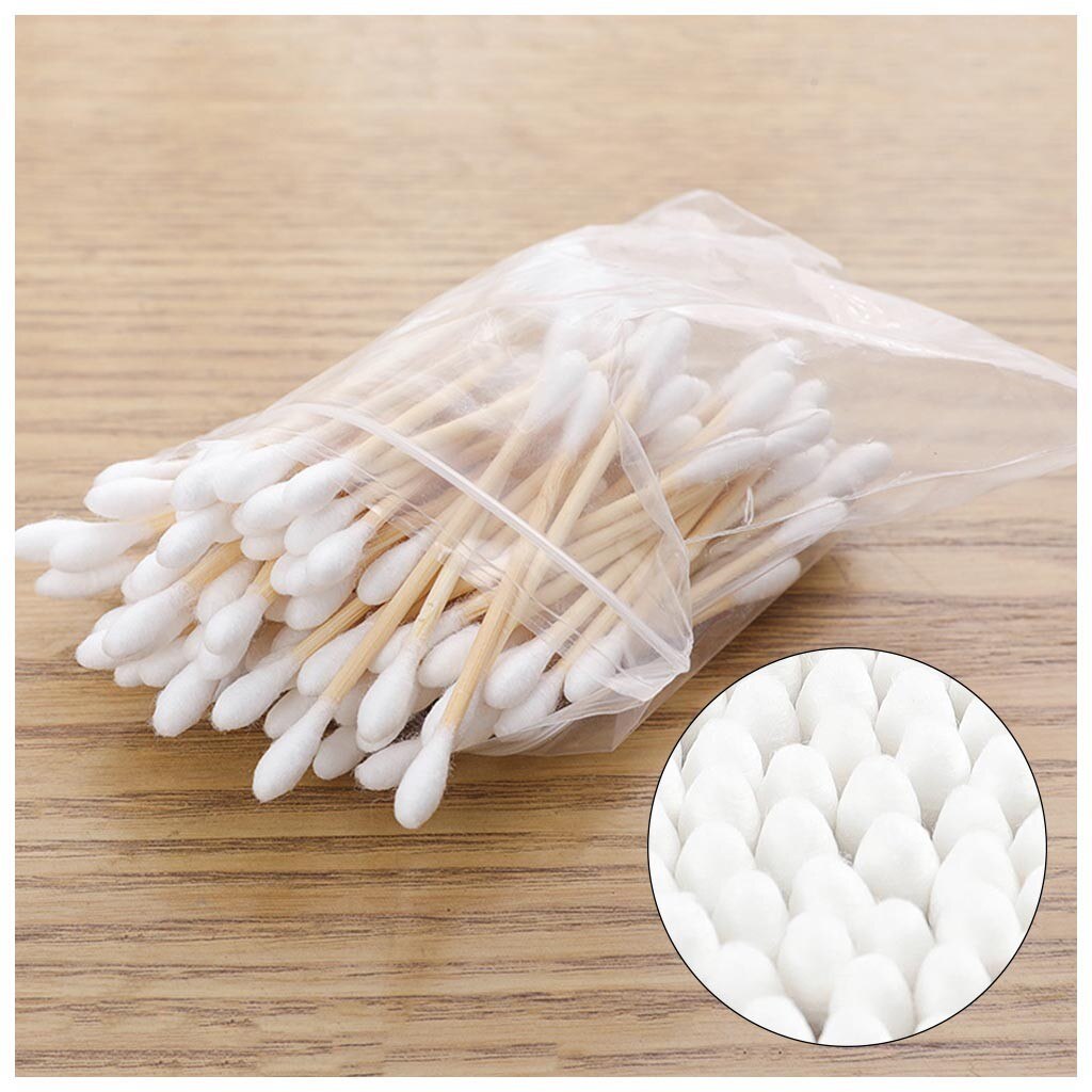 6 Packs 600 Pcs Wattenstaafje Bamboe Katoen Kwasten Oor Sticks Herbruikbare Wattenstaafje Gewatteerd Sticks Houten Oren Cleaning Tools # BL1