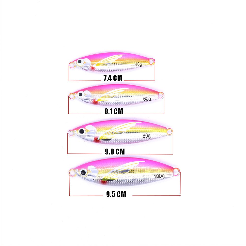 Japan Slow Jigging Lures Lead Fish With Double Hooks 40/60/80/100G Slow Jigs Saltwater Fishing Lure