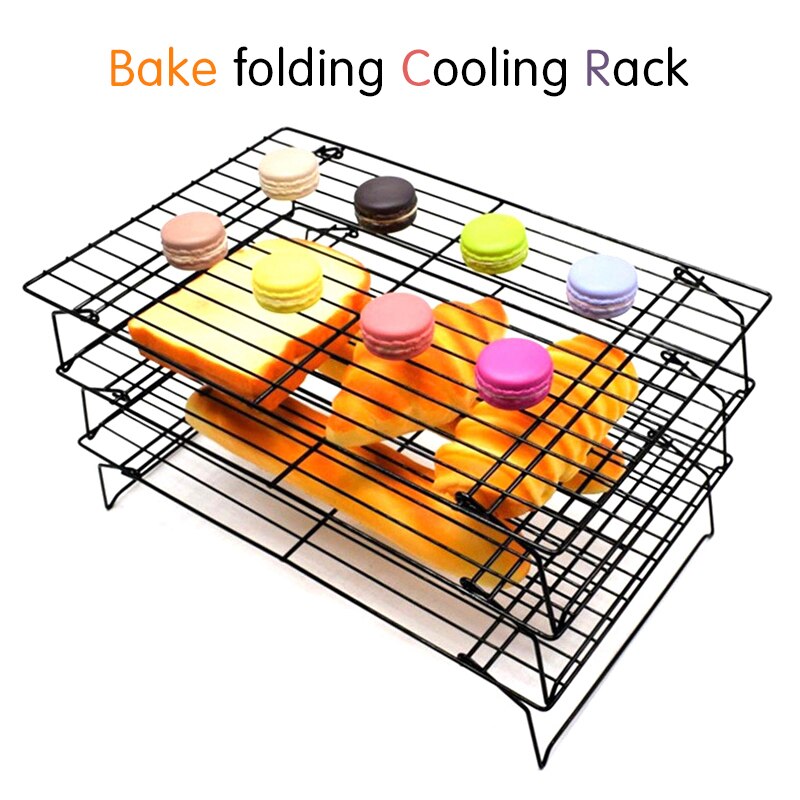 3 Layers Cooling Rack Stackable Metal Cake Cookie Biscuits Bread Cooling Racks Nonstick Net Mat Holder Kitchen Baking Cake Tray