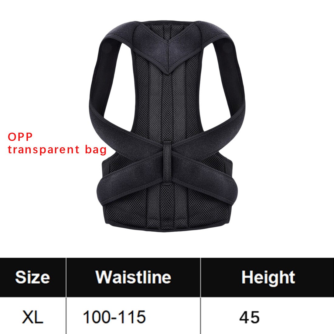 Soporte, cinturón de sujeción ajustable volver Corrector de postura corsé para encorvado y encorvadura ajustable entrenador: XL