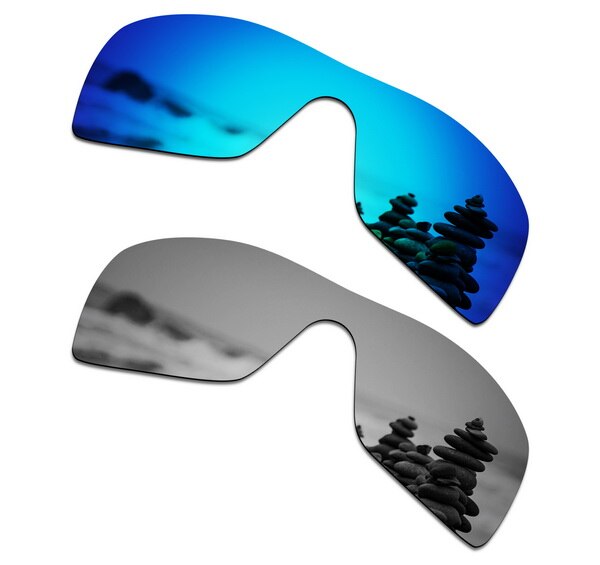 Smartvlt 2 stk. polariserede solbriller udskiftningslinser til oakley batwolf isblå og sølv titanium: Default Title