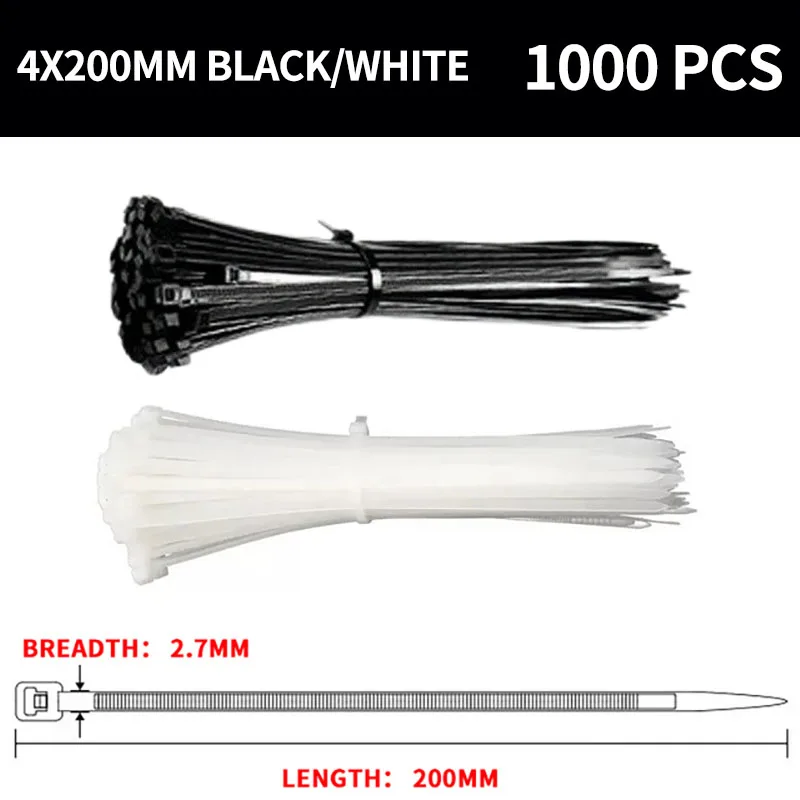 Brida de nailon autoblocante para cables, bridas de plástico Blanco/Negro, resistente a altas temperaturas, 1000 piezas: 5x450mm / Verde