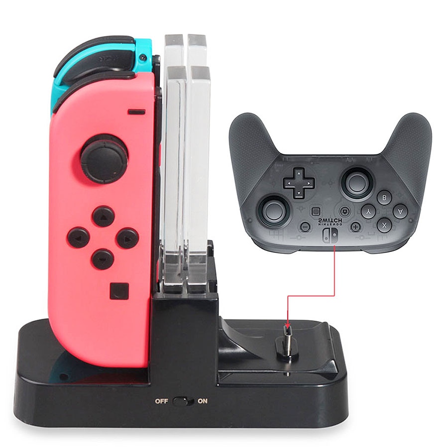 Controller oplader til nintendo switch ladestation dock stand station til switch joy-con og pro controller med ladeindikator